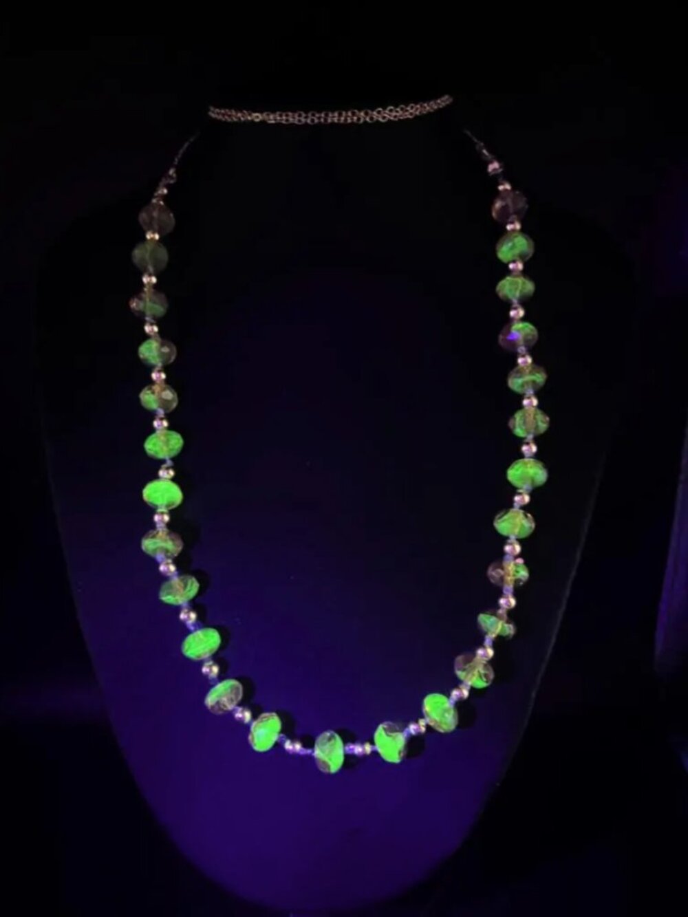 Handmade Amber Uranium Glass Vaseline Glass Beaded Necklace With Reclaimed Beads